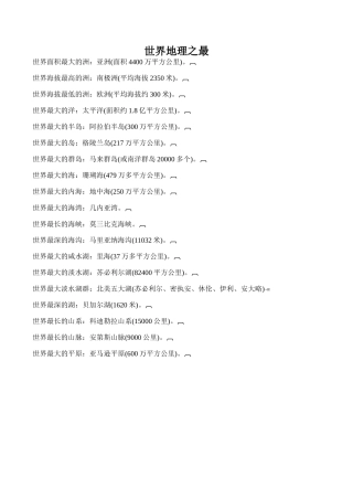 九年级英语Unit 2 Biggest, longest, widest文章世界地理之最冀教版