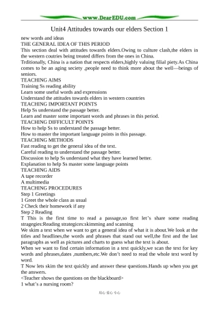冀教版英语必修3 Unit4 Attitudes towards Our Elders
