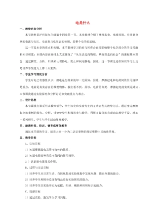 九年级物理全册 第十四章 第一节 电是什么教案3 （新版）沪科版