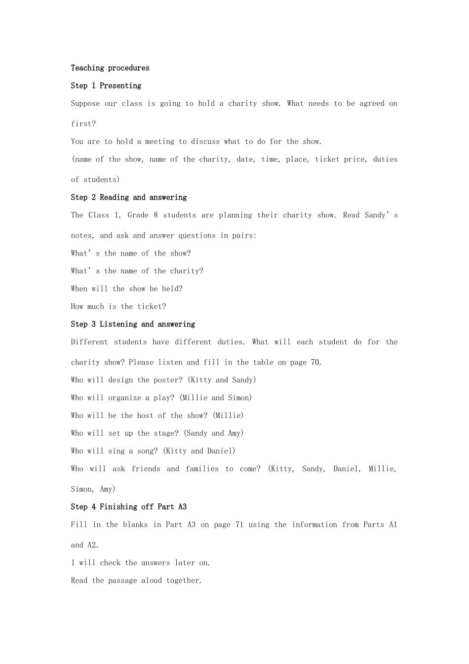 江苏省宜兴市屺亭中学八年级英语下册《Unit 4 A charity showl》Period 7 Integrated skills +Speak up教案 牛津版_第2页