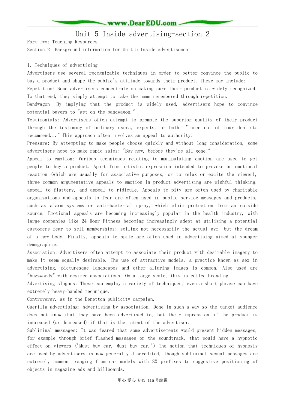 高中英语Unit 5 Inside advertising-section 2_第1页