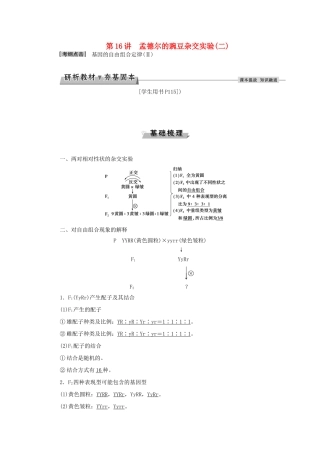 优化方案高考生物大一轮复习 第五单元 遗传的基本规律与伴性遗传 第16讲 孟德尔的豌豆杂交实验（二）讲义-人教版高三全册生物教案