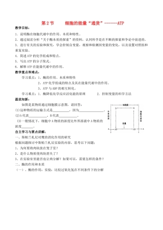 山西省运城市康杰中学高中生物 第五章第1节 降低化学反应活化能的酶学案1 新人教版必修1
