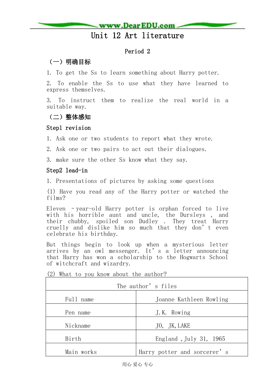 英语旧人教高中第一册上 Unit12 Art literature--Period 2_第1页