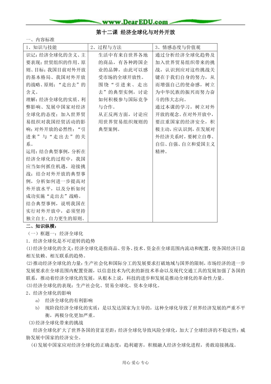 高中政治经济全球化与对外开放教案1新课标 人教版 必修1_第1页