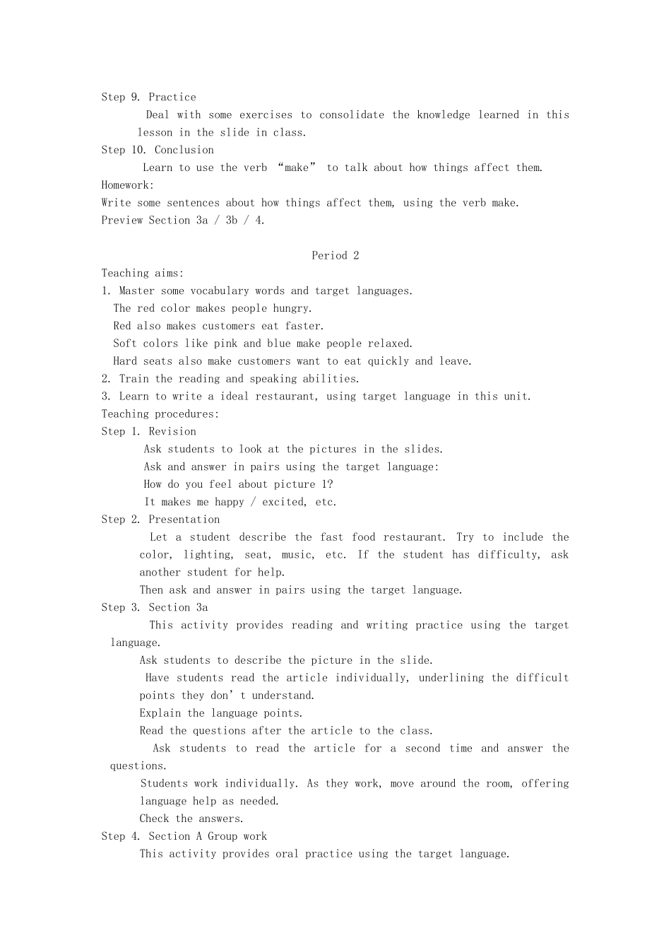 九年级英语上册 Unit 13《Rainy days make me sad》教案 人教新目标版_第3页