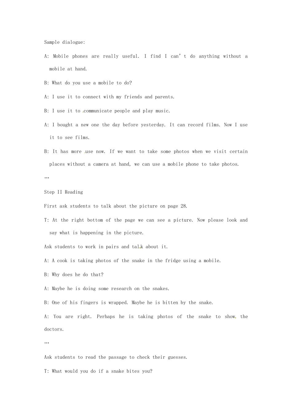 天津市武清区杨村第五中学八年级英语下册《Module 4 New technology Period 2 Reading and writing》教案（1） 外研版_第2页