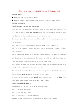 江苏省宜兴市屺亭中学八年级英语下册《Unit 4 A charity showl》Period 5 Grammar A+B教案 牛津版