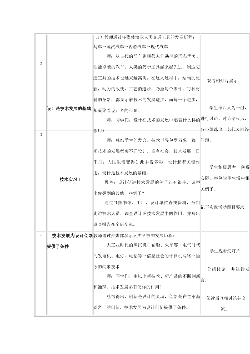 高三通用技术《设计与技术的关系》教学设计2_第3页