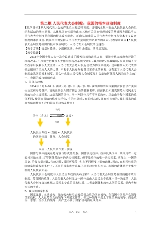 高中政治 人民代表大会制度 我国的根本政治制度教案 新人教版必修2