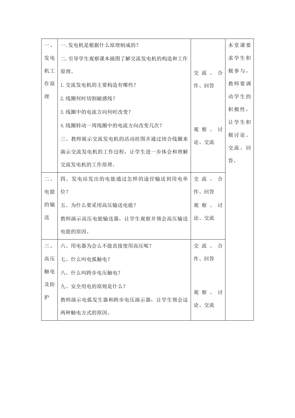 九年级物理下《17.3 电从发电厂输送到家里》教案沪科版_第2页