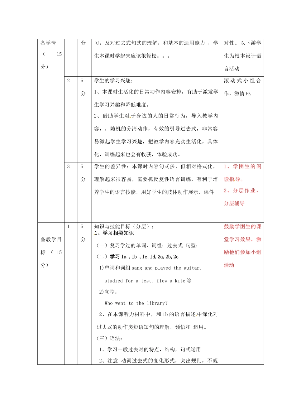四川省胶南市理务关镇中心中学七年级英语下册 Unit 12 What did you do last weekend part3教案 人教新目标版_第3页