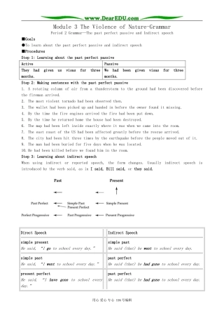 高中英语Module 3 The Violence of Nature-Grammar