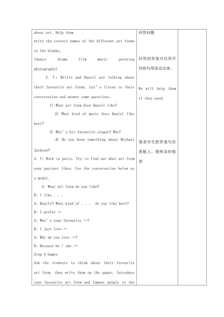 江苏省宿迁市宿豫县关庙镇中心学校九年级英语上册 Unit 5 Art world教案 牛津版_第2页