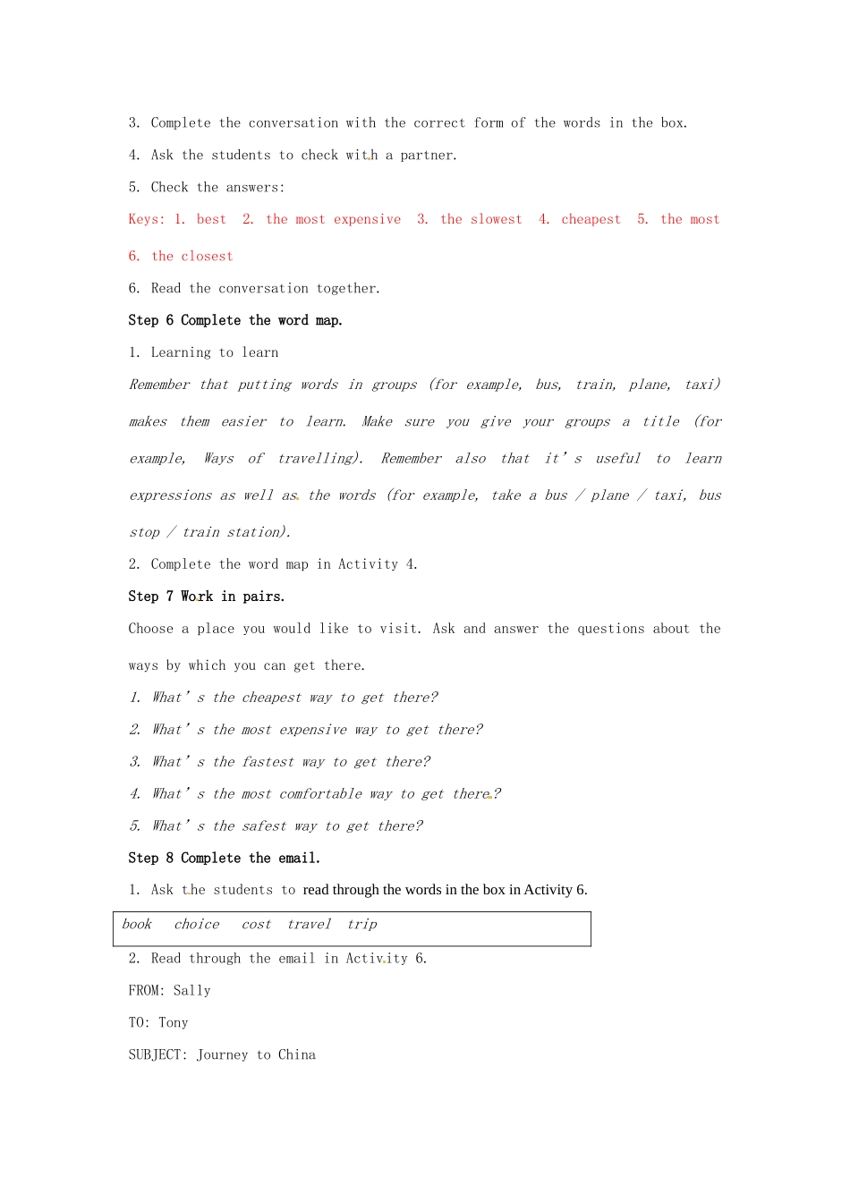 安徽省长丰县下塘实验中学八年级英语上册 Module 4 Planes, Ships and trains Unit 3 Language in use教案 （新版）外研版_第3页