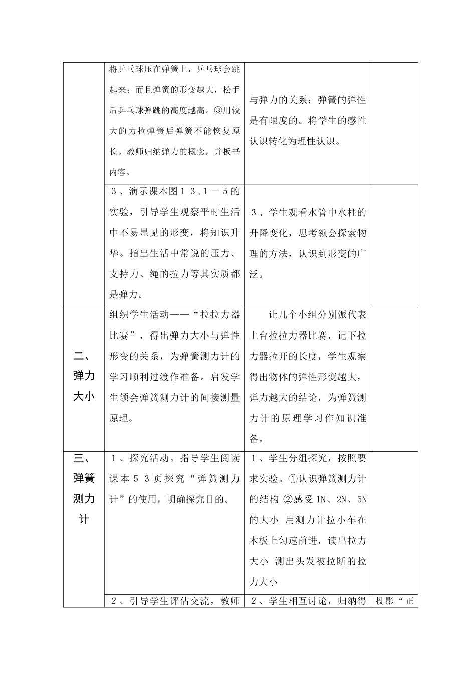九年级物理 “弹力　弹簧测力计”教学设计 人教版_第3页