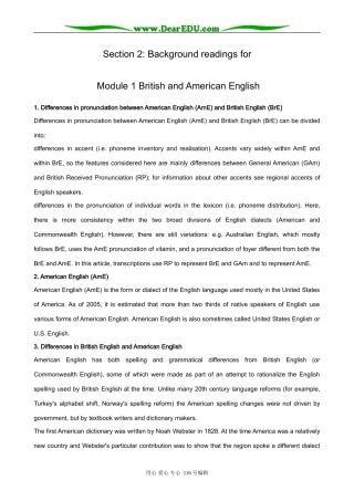高中英语必修5Module1 Section2：Background reading