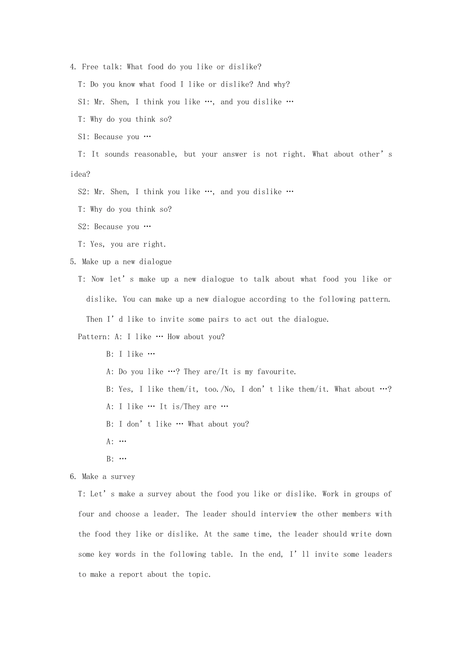 七年级英语上册 Unit 6 Food and lifestyle Welcome to the unit教案 （新版）牛津版-（新版）牛津版初中七年级上册英语教案_第3页