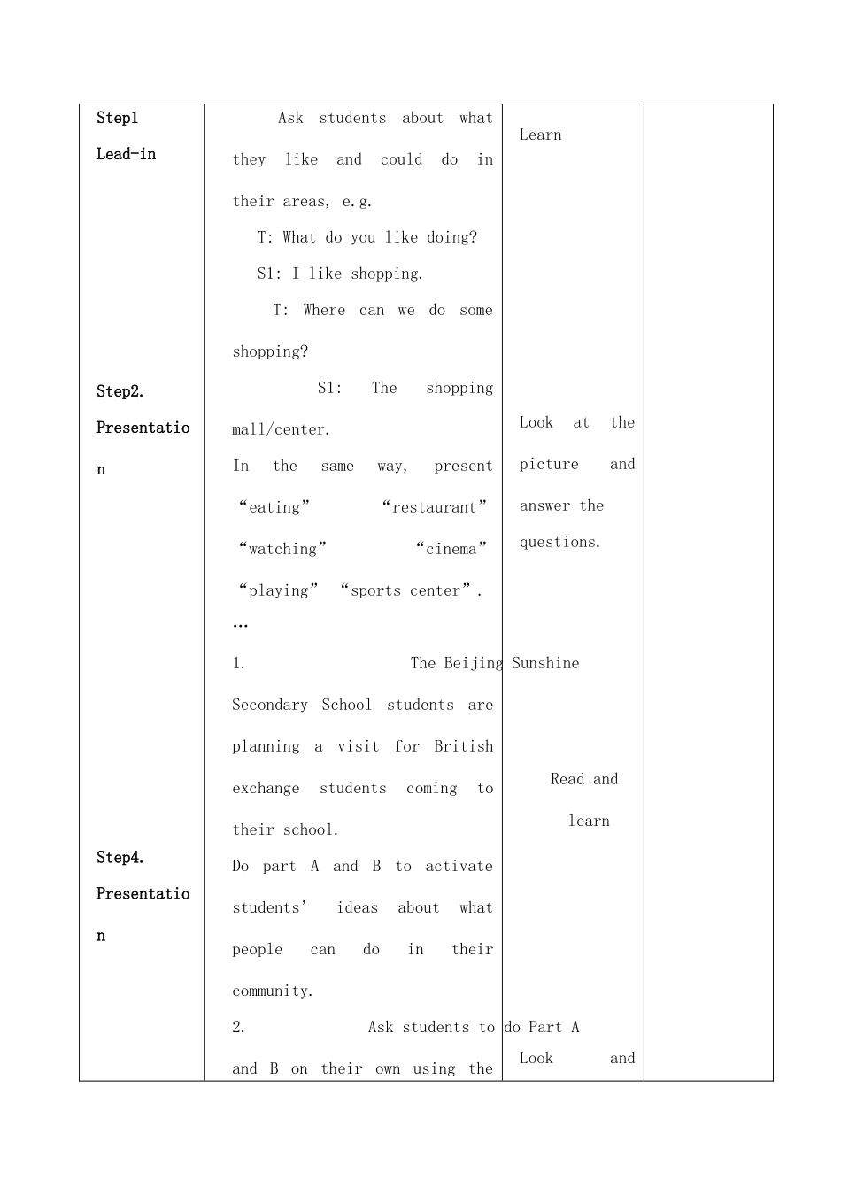七年级英语下册 Unit2 Welcome to Sunshine Town教案 牛津版_第2页