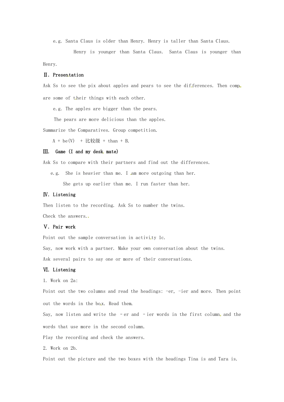 广东省湛江一中锦绣华景学校八年级英语上册 Unit 3 I’m more outgoing than my sister.教案 （新版）人教新目标版_第2页