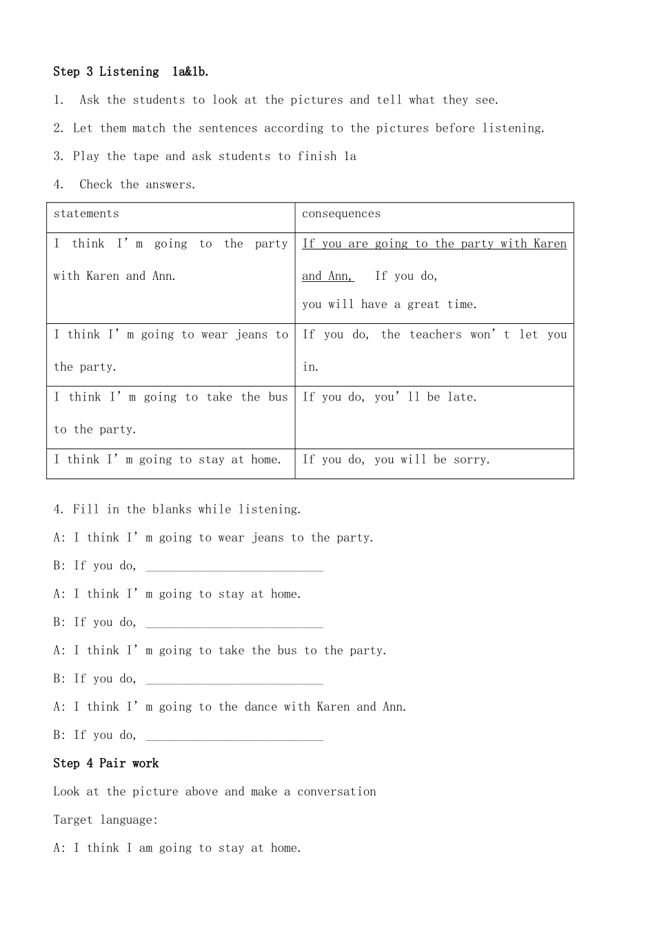 八年级英语下Unit5 If you go to the party, you will have a great time单元教案_第3页