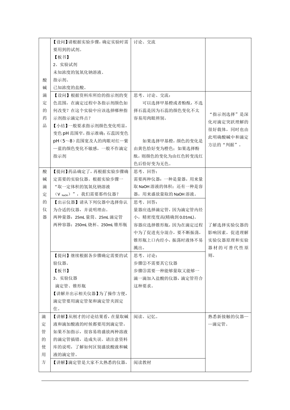 高二化学第一学期：10.3 酸碱滴定 教案（第2课时）沪科版_第3页