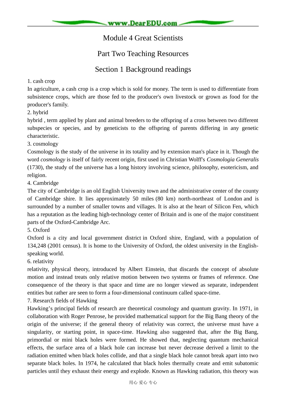 外研版英语必修4 Module4 Great Scientists--Background reading _第1页