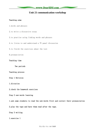 高中英语Unit 21 Human Biology Communication Workshop教案1 北师大版 选修7