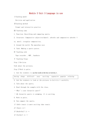 广东省佛山市顺德区大良顺峰初级中学八年级英语上册 Module 3 Unit 3 Language in use教案 （新版）外研版