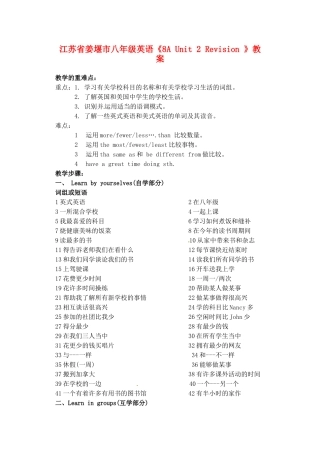 江苏省姜堰市八年级英语《8A Unit 2 Revision 》教案