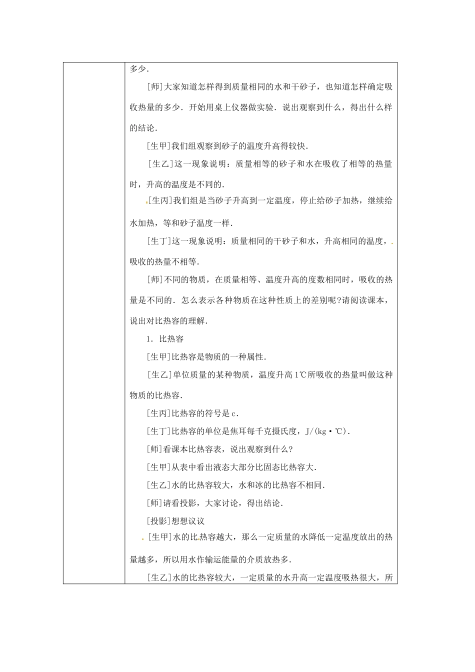 山东省滕州市大坞镇大坞中学八年级物理下册《比热容》教案 新人教版_第2页