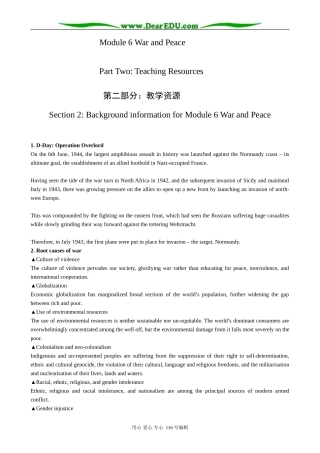 高中英语必修6Module6 Section 2 Background information for Module 6 War and peace