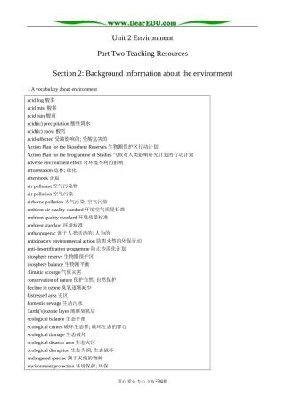 高中英语必修5Unit 2 Section 2 Background information about the environment