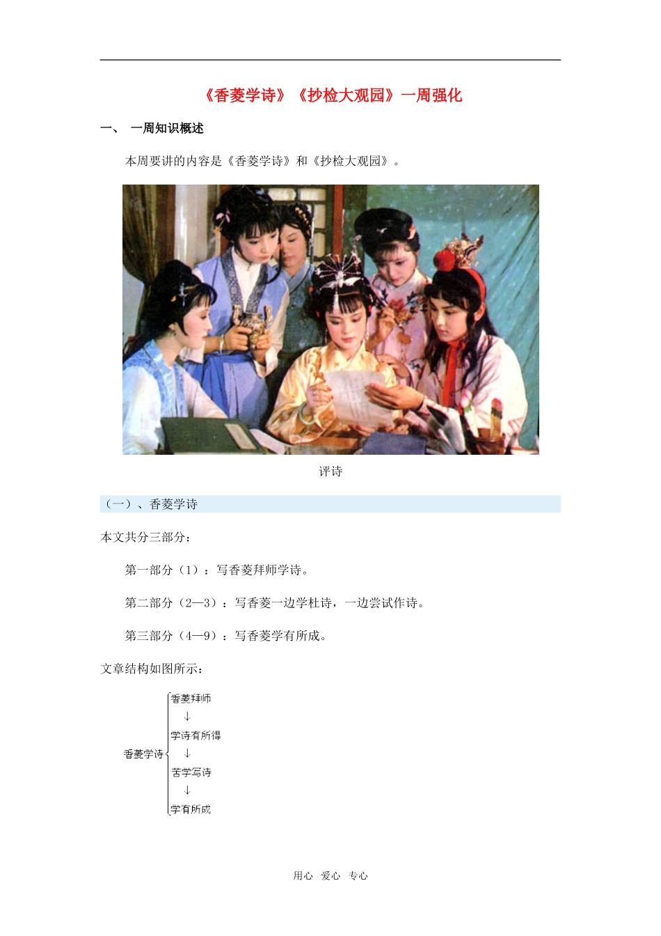 高三语文《香菱学诗》《抄检大观园》一周强化新人教版_第1页