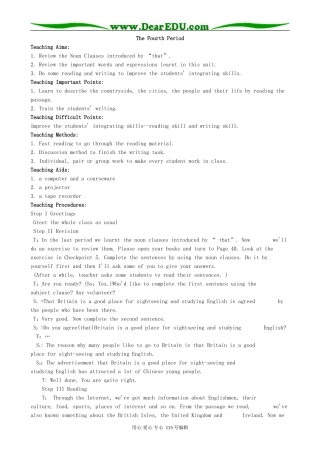 高中英语第二册上Unit 5 The Fourth Period