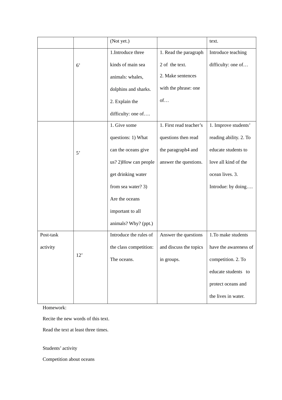 七年级英语上：Module 3 Unit 3 Sea water and rain water Period 1教案上海牛津版_第3页
