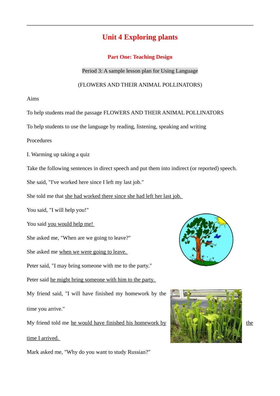 高中英语Unit 4 Exploring plants--Using Language 人教版选修九_第1页