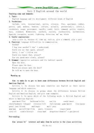 人教版英语必修1 Unit2 English around the world