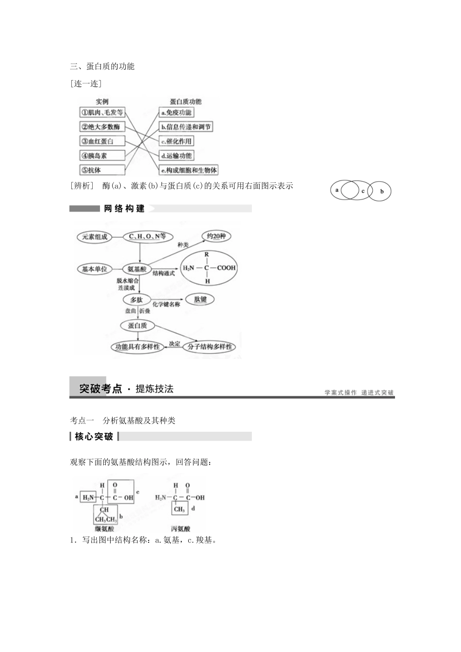 重庆市万州分水中学高考生物 第2章《组成细胞的分子》复习考点三 分析氨基酸及其种类 新人教版必修1_第2页