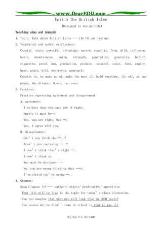 人教版高中英语第二册Unit5 The British Isles