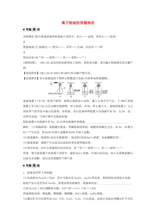 高考化学新增分大一轮复习 第2章 题型突破2 离子检验的答题规范精讲义优习题（含解析）鲁科版-鲁科版高三全册化学教案