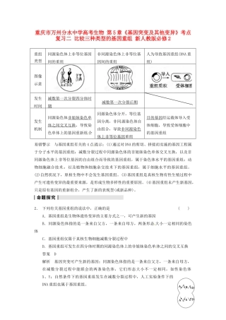 重庆市万州分水中学高考生物 第5章《基因突变及其他变异》考点复习二 比较三种类型的基因重组 新人教版必修2
