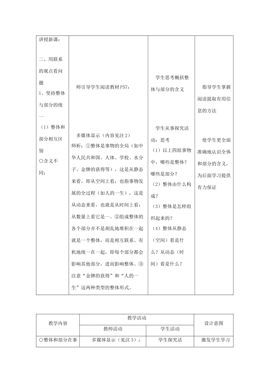 高中政治上学期第3周教学设计（用联系的观点看问题）-人教版高中全册政治教案_第2页
