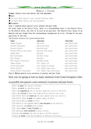 高中英语Module 1 Europe-Grammar