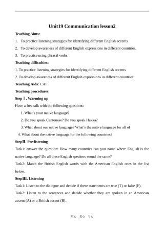 高中英语Unit19 Communication lesson2北师大版选修7