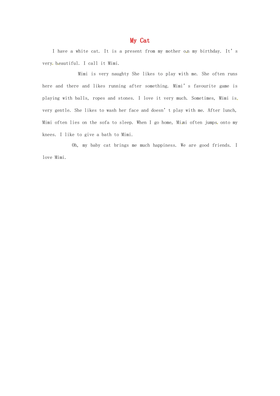 江苏省永丰初级中学七年级英语下册 Unit 8 My Cat背景材料 （新版）牛津版_第1页