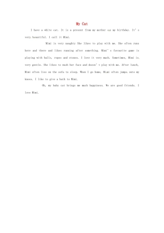 江苏省永丰初级中学七年级英语下册 Unit 8 My Cat背景材料 （新版）牛津版