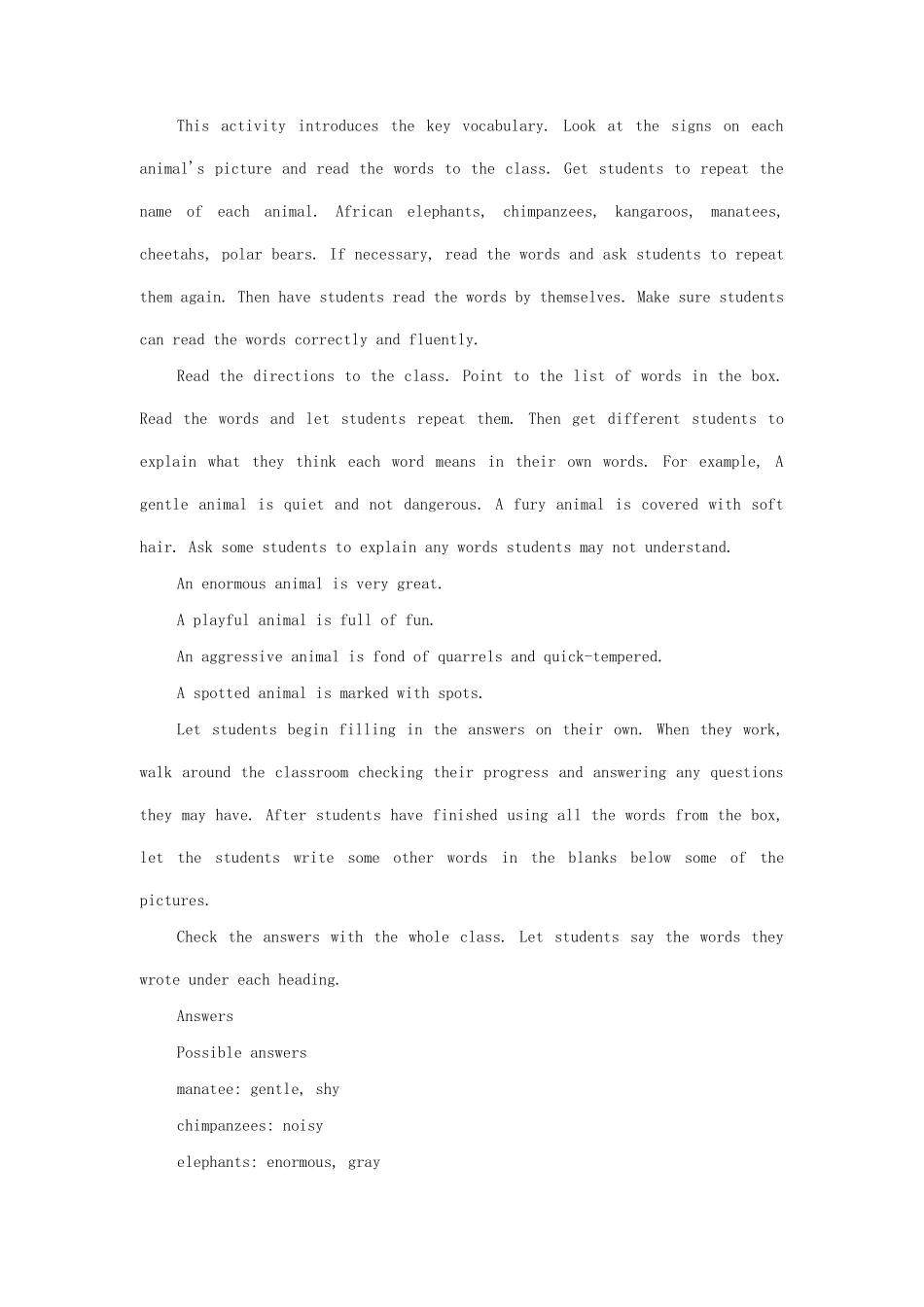 九年级英语全册 Unit 15 We're trying to save the manatees！The First Period教案 人教新目标版_第3页