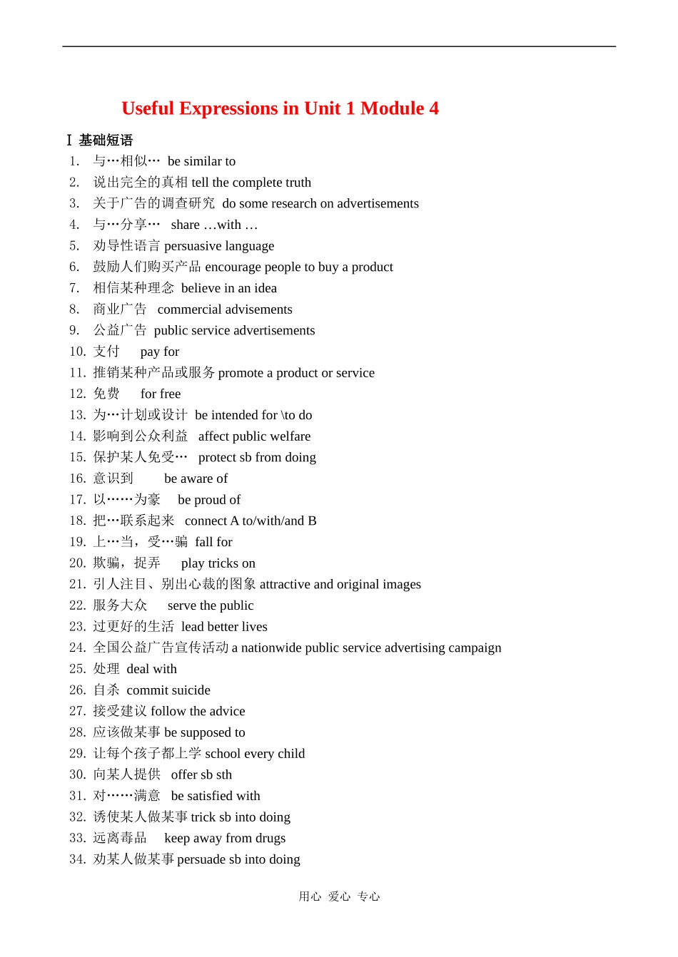 高二牛津英语Useful Expressions in  模块四 Unit 1 教案_第1页