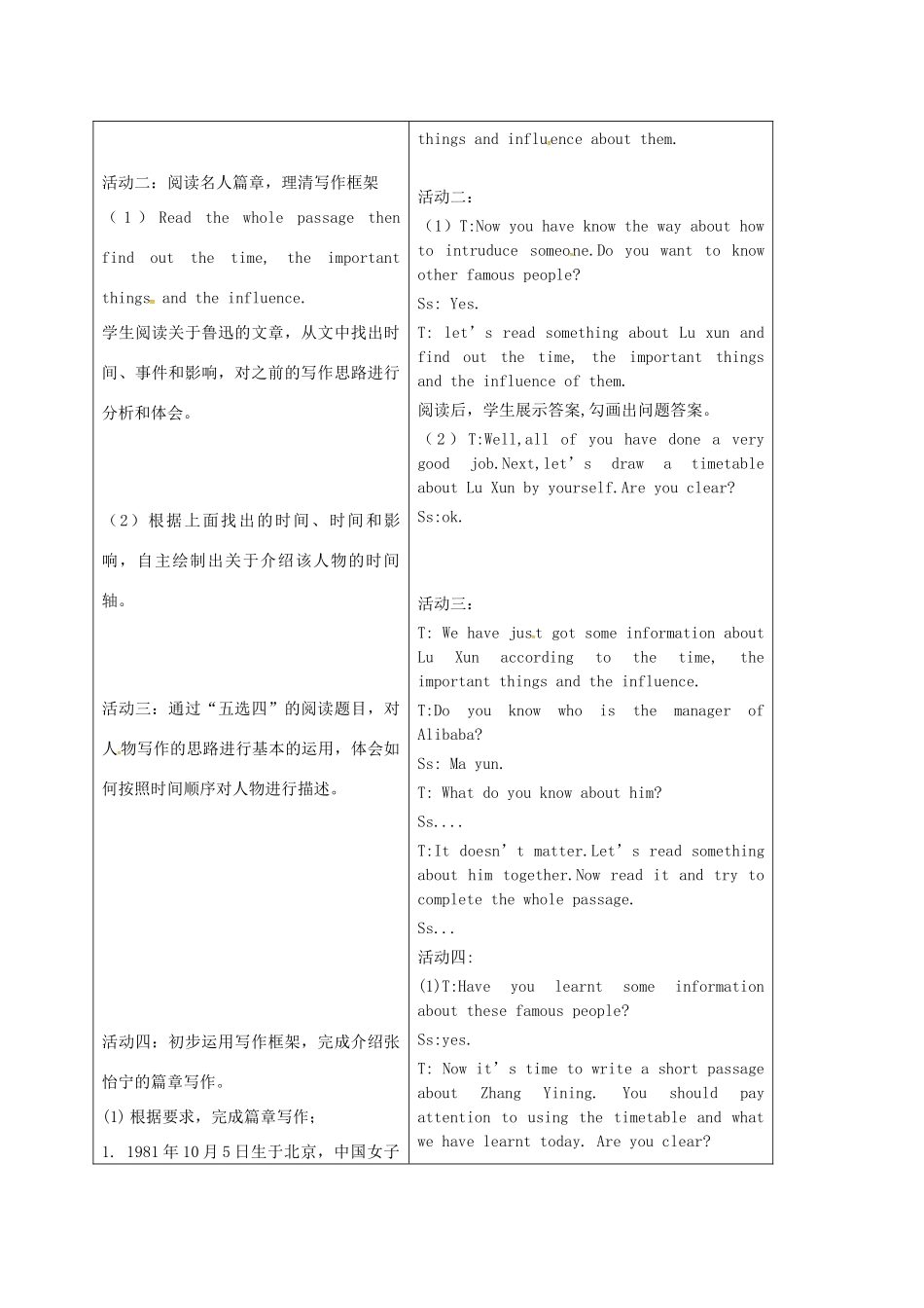 七年级英语下册 名人主题复习教案 外研版-外研版初中七年级下册英语教案_第2页